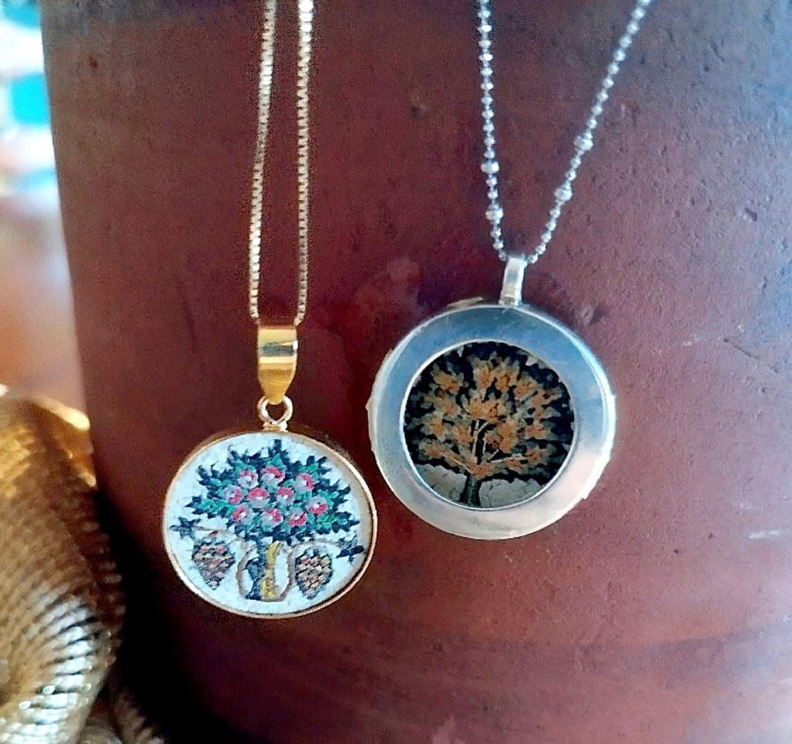 Mosaic pendant necklaces with Tree of Life design