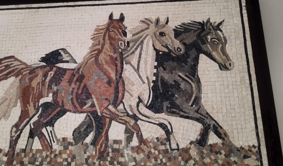 Three running horses mosaic